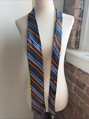 Men's Diagonal Stripe Tie in Blue and Brown